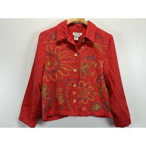 Coldwater Creek Tencel Jacket Sz M VGUC Embroidered Artsy